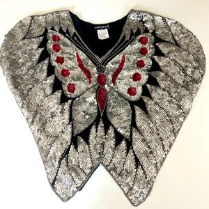 Vintage Butterfly Sequin Top